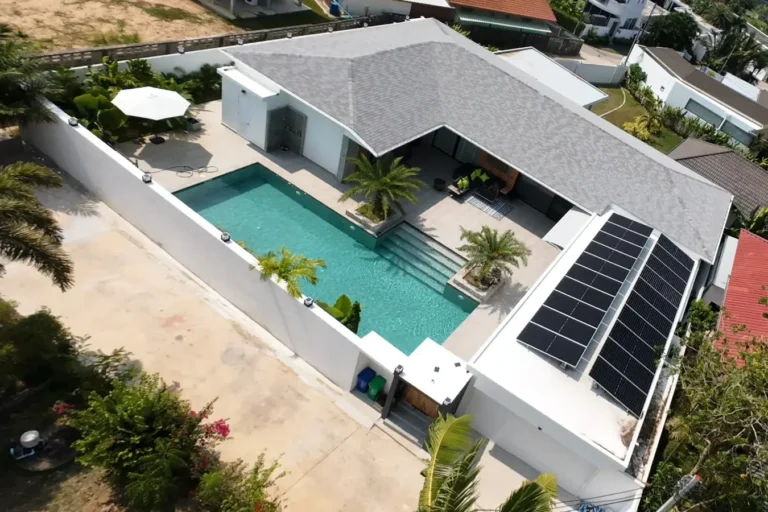 solar power installation - villa rooftop panels