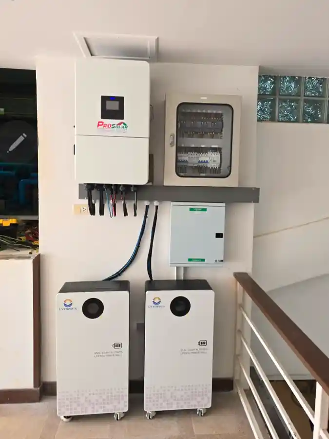 Residential solar inverter and battery storage system installed inside a home