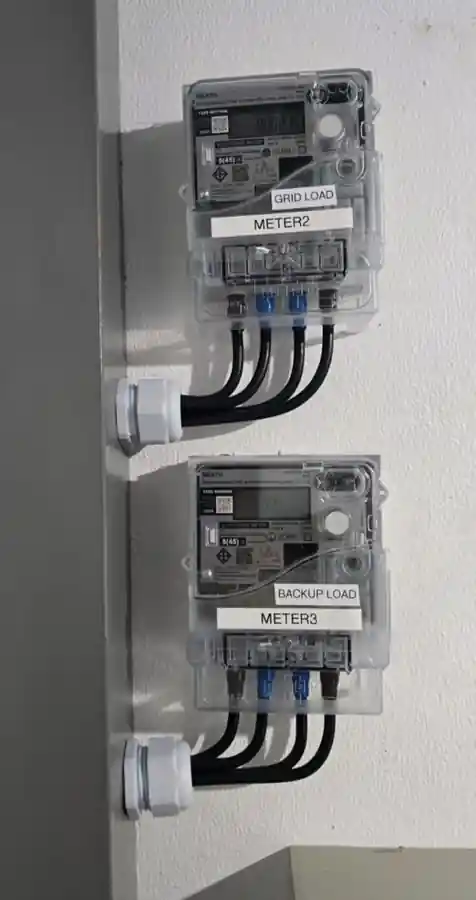 Digital electricity meters installed for solar power monitoring and energy management